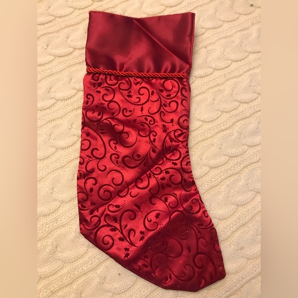 Satin Deep Red Christmas Stocking Regular Size - Picture 1 of 5